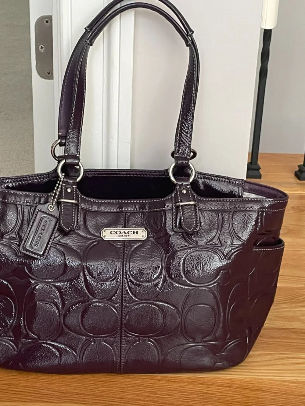 Mint Condition - Coach Purple Gallery Signature Embossed Patent Leather Tote
